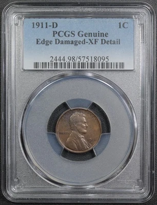 1911 D Lincoln Wheat Copper Cent 1C PCGS XF Detail - Edge Damaged - Image 1 of 4