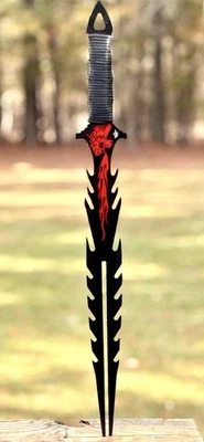 Cuchillo Espada Doble Segadora 20" Acero Inoxidable Rojo Dragón Hoja Cordón Mango Envuelto Nuevo Foto 1 de 4