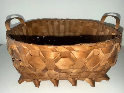 Antique MicMac (Mi'kmaq) Splint Basket - Image 1 of 4