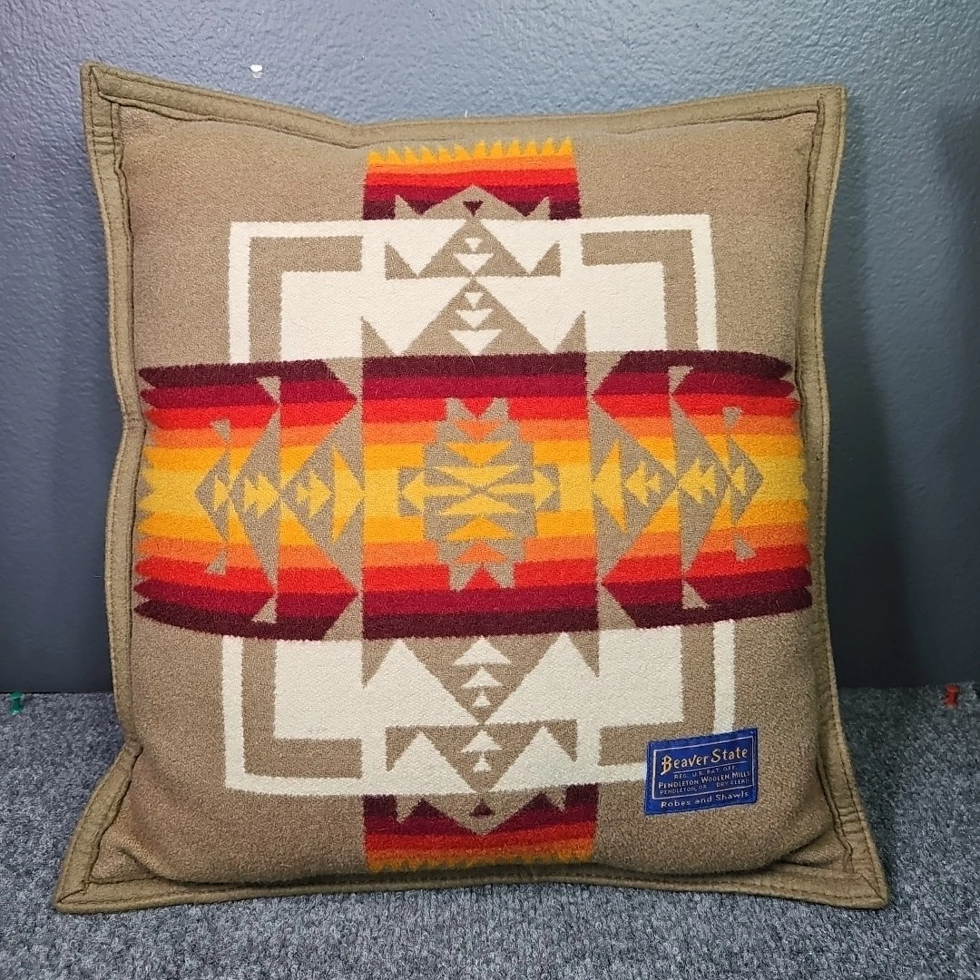 貴重 Pendleton Beaver State PILLOW 70's Vintage BEAVER STATE