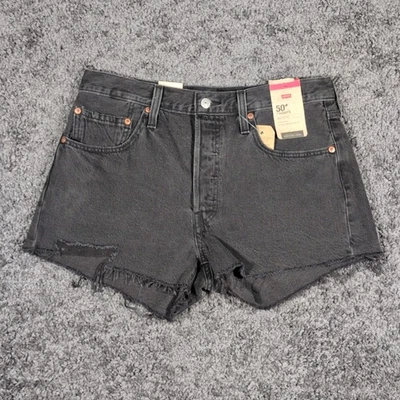 Levi Strauss & Co. 501 Jean Shorts Women's 30 Black Denim Frayed Hem High Rise - Image 1 of 4
