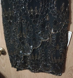Still Tagged Vintage Stenay Size 14 Silk Beaded Black Party Prom Evening Dress  - Picture 1 of 11