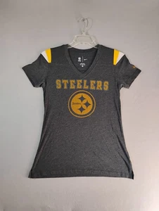 Pittsburgh Steelers Shirt Adult Medium Black Short Sleeve V Neck Nike Pullover - Picture 1 of 8