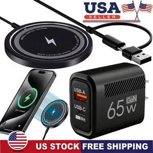 65W Fast Charger Wireless MagSafe Pad For Samsung Galaxy S25 S24 S23 S22 S21 S20 - Picture 1 of 18