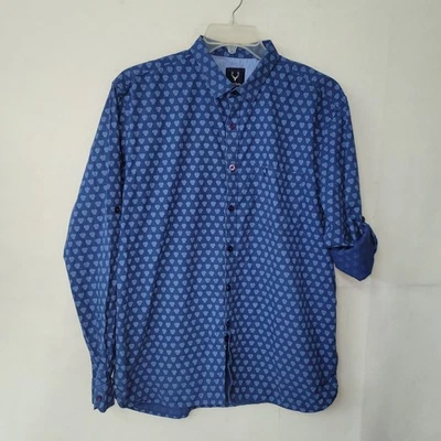 Allen Solly Shirt Men's XL Blue Print Long Sleeve Button Down Casual Shirt - Image 1 of 4
