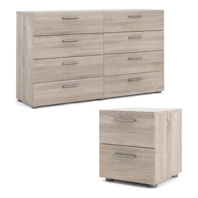 Home Square 8 Drawer Dresser and 2 Drawer Nightstand 2 Pc Set in Truffle - Image 1 of 4