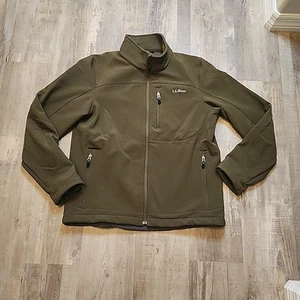 LL Bean Green Jacket Full Zip Windproof Water Proof Softshell Lined Men’s Size M - Picture 1 of 9