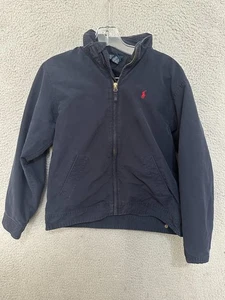Vintage Polo Ralph Lauren Boys Jacket Size Medium 10/12 Blue Hidden Hood Kids - Picture 1 of 5