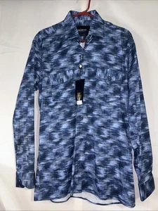 NEW-Maceoo Men's  Abstract Denim Resistance Long Sleeve Button Shirt Stretch 3/M - Picture 1 of 9