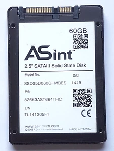60 GB Sata-Iii ASint SSD25D060G-MBES SSD 2.5 " Hard Drive - Picture 1 of 1