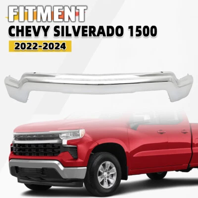 Steel Front Bumper Chrome For 2022-2024 Chevrolet Silverado 1500 W/O Sensor Hole - Image 1 of 4