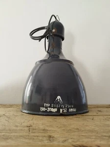 KE1348 antike blaue Emaillelampe Hallenlampe Loft Fabrik - Bild 1 von 10