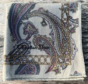 MAN BLUE & GRAY PAISLEYS HANDKERCHIEF CLASSIC COTTON POCKET ART SQUARE 18" #CD4 - Picture 1 of 3