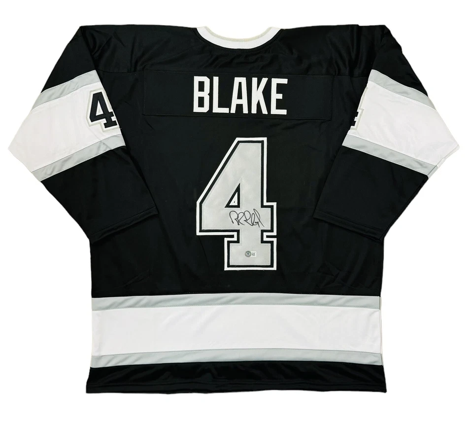 Camiseta Rob Blake Los Angeles Kings assinada Hof 2014 Beckett certificado de autenticidade - Imagem 1 de 3