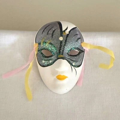 Decorative Venetian Style Wall Decor Mask Glitter Accents Mardi Gras Masquerade - Image 1 of 4