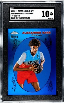2021-22 TOPPS CHROME OVERTIME ALEX SARR RC 1969 INSERT 50/50 SGC 10 GEM MT - Image 1 of 2
