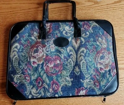 Maletín para portátil vintage estuche bolsillos cachemira años 90 tapiz floral 16" x 11,5" Foto 1 de 4