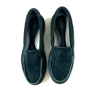 Crocs Triple Comfort Womens size 10 Black Genuine Suede Cushioned Slip on Loafer