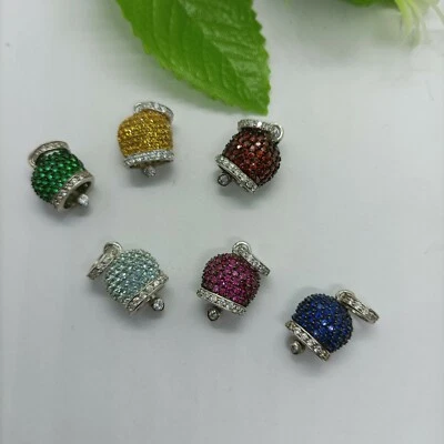 CAMPANA CIONDOLO ARGENTO PAVE' ZIRCONI COLORATI CAPRI STYLE GRANDE MM 13,5X16 - Immagine 1 di 4