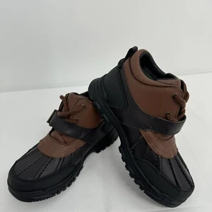 POLO RALPH LAUREN Dover Boys Boots US 1 Buckle Lace Up Rubber Duck Brown NEW - Picture 1 of 8