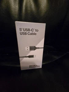 Best Buy essentials-5' USB-C to USB Cable - Black - Zdjęcie 1 z 3