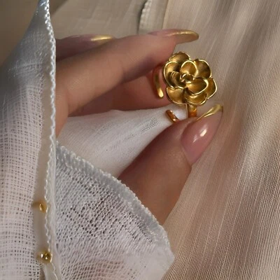 Anillo floral mujer oro 18K relleno diseño inoxidable Foto 1 de 4