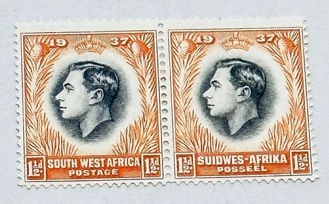 SOUTH WEST AFRICA Stamp Block - 1937 Coronation of King George VI Scott 127b MLH Cover