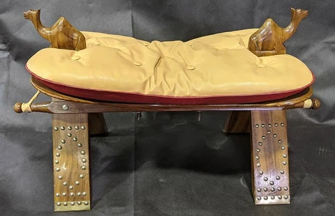 Wood & Leather - Camel Detail - Foot Stool Cover