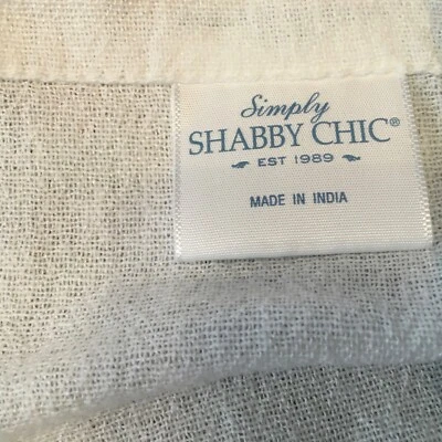 Shabby Chic semi sheer window panel 54x84 white &light blue stripe - Image 1 of 4