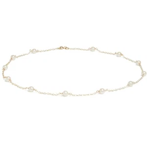 Echte 5-5,5 mm Zucht-Flussperle 18" Halskette mit 9 Karat Gelbgold Bolzenring - Bild 1 von 1