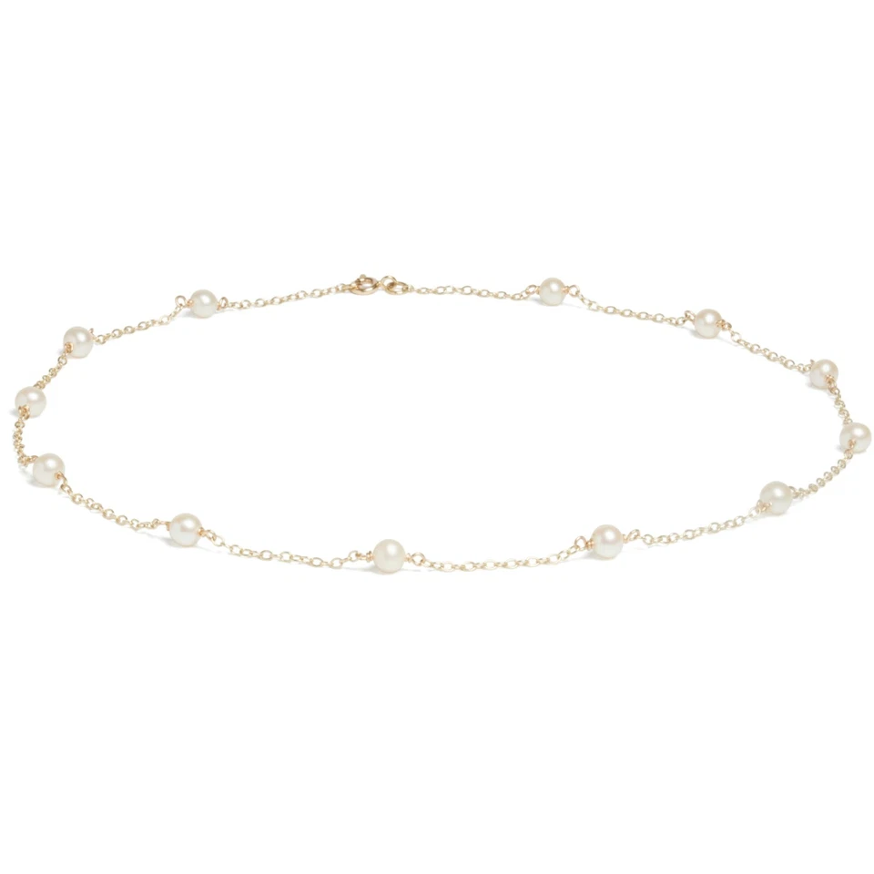 Echte 5-5,5 mm Zucht-Flussperle 18" Halskette mit 9 Karat Gelbgold Bolzenring - Bild 1 von 1