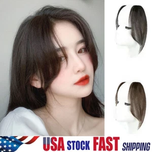 Clip in Wave Two Side Bangs Human Hair Fringe Front Bangs Hair Extensions USA - Picture 1 of 24