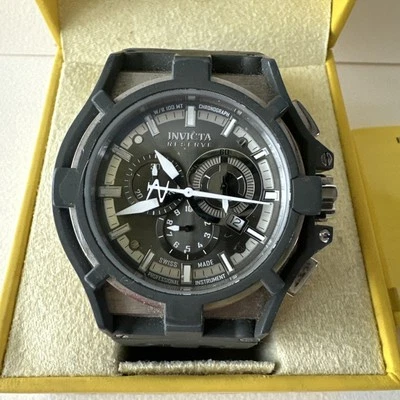 Invicta Men’s 0631 Akula Reserve Chronograph Watch Gunmetal Dial Silicone Steel - Image 1 of 4