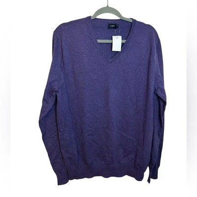 J. Suéter Crew Púrpura Algodón Puerto Cuello en V Nuevo Para Hombre Talla Grande Foto 1 de 4