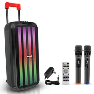 5Core Party Speaker Bluetooth 400W Big Rechargeable Outdoor PA DJ System w 2 Mic - Picture 1 of 9