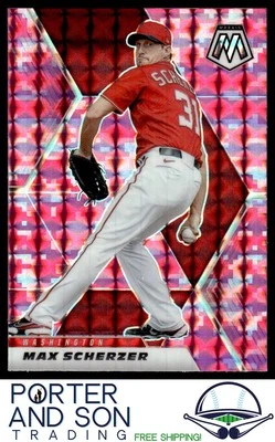Max Scherzer 2021 Panini Mosaico Rosa Camuflagem Prizm #126 Washington Nationals - Imagem 1 de 2