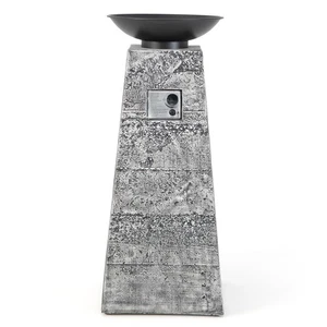 48" Outdoor Propane Fire Bowl Column w/ PVC Cover 30,000 BTU & Lava Rocks Grey - Picture 1 of 7