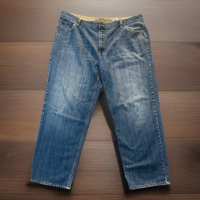 Pantalones de mezclilla Plugg holgados pierna ancha para hombre 44X32 patinador grunge hip hop Y2K denim desgastado Foto 1 de 4