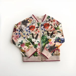 Nathalie Liete X H&M Girl’s Floral Satin Bomber Jacket Bunnies Size 2-3YR - Picture 1 of 6