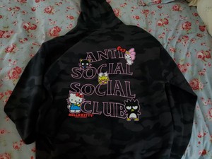 anti social social club black and orange moletom com capuz