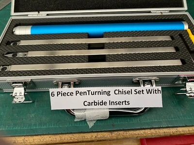 M C PROFESSIONAL 6 Piece Carbide Tipped Wood Turning Chisels In a nice QualityAluminium Case