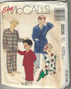 McCALL'S 3926 Vintage Sewing Pattern Children's or Boys' Robe, Belt, Pajamas - Picture 1 of 2