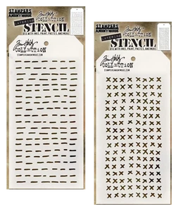 Tim Holtz Layering Stencils Line Dash Stitches & Cross Stitch Pattern Templates - Picture 1 of 3