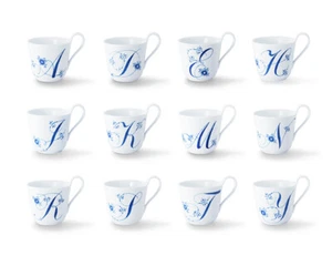 Royal Copenhagen 240 Anniversary Blue fluted plain alphabet mug Select pattern - Picture 1 of 18