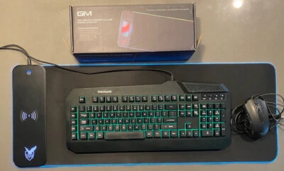 Gaming Bundle - Black web Keyboard, Wireless Charging LED Game Pad, & T7 Mouse - Image 1 of 4