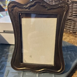 VTG. ART DECO STYLE 5x7 BRONZE PICTURE FRAME FOR 4x6 Photo LEAF Scroll 1.7pds! - Picture 1 of 9
