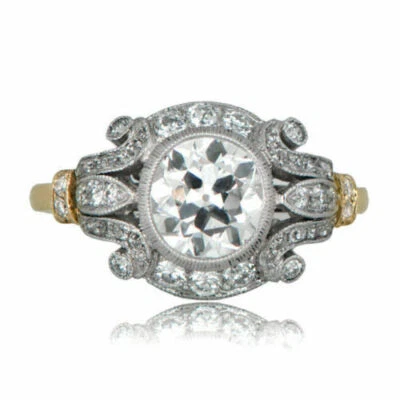 1.50 CT Round Cut Real Moissanie Vintage Edwardian Circa 1920-25 Art Deco Ring - Image 1 of 4