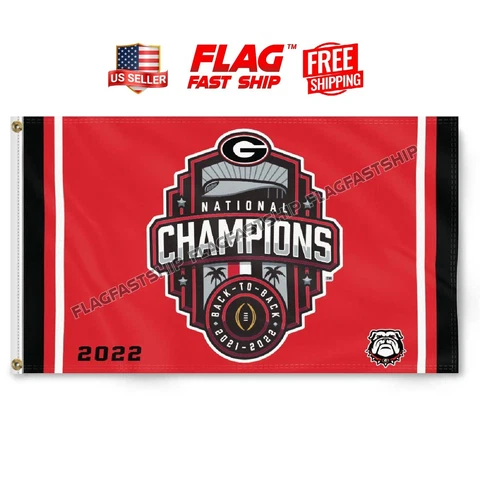 Georgia Bulldogs 3x5 Ft 2022 National Champions Flag Man Cave Football Banner Cover