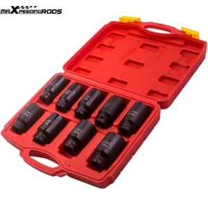 9pcs Deep Impact Socket Set 1/2" Drive Metric Axle Hub Nut Socket 29mm-38mm - Picture 1 of 9