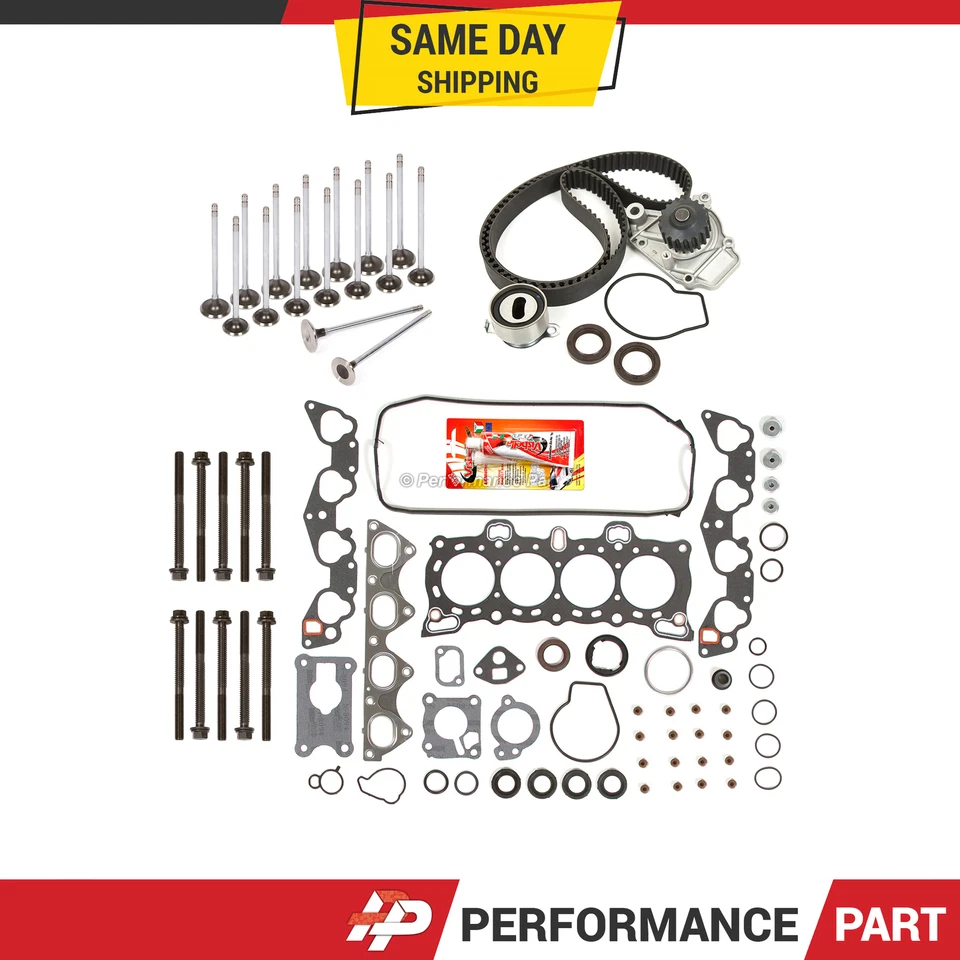 Juego de juntas de culata válvulas correa de distribución compatible con 92-95 Honda Civic D15B1 D15B7 D16A6 Foto 1 de 4